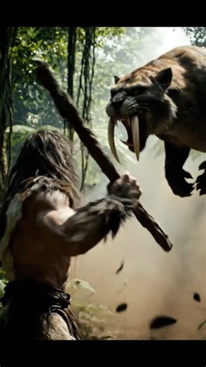 Hominid fighting tiger #hominid #prehistoriclife #shorts