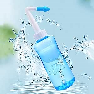 Neti Pot Sinus Rinse Bottle Nasal Wash 500ml Neti Pot Nose Washing Bottle Nose Cleaner Pressure Rinse Nasal Irrigation System for Adult & Kid Nasal Care with 2Pcs Nozzles