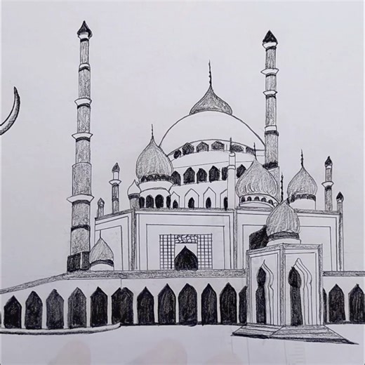 Mosque drawing #shorts #how #sketch
