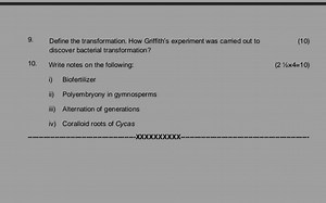 9. Define the transformation. How Griffith's experiment was car... | Filo