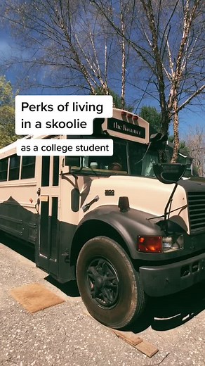 College Bus Life Perks: Skoolie Conversion, Dog-Friendly Campus, Blending at Gym, Zooming to Class