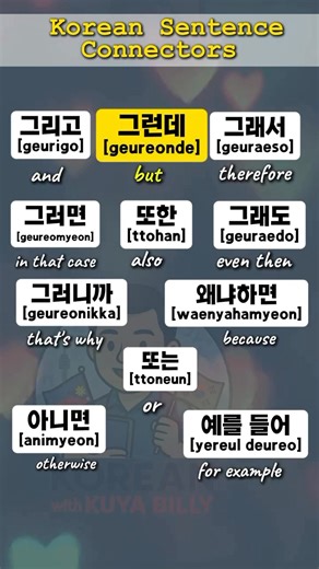 Korean Sentence Connectors/Conjunctions #koreanLanguage #koreanlearning #studykorean #koreanvocabulary #koreanphrase #learnkorean #koreanlesson #korean | Learn Korean with Kuya Billy