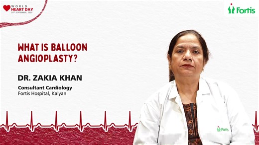 Balloon angioplasty – What you need to know. Dr Zakia Khan, Consultant – Cardiology at Fortis Hospital, Kalyan, explains how this minimally invasive procedure uses a small balloon to open narrowed arteries and restore blood flow to the heart. It can relieve chest pain, lower the risk of heart attacks, and often allows patients to recover faster compared with more invasive treatments. Watch the full video to hear Dr Khan guide you through how balloon angioplasty works and who can benefit. #Fortis