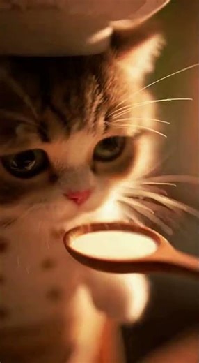 Cat Chef Makes Creamy Shrimp Pasta #cat #cute #catchef