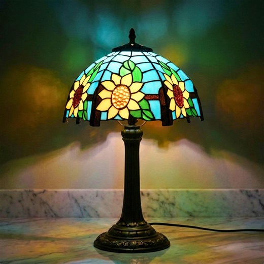 Sunflower Stained Glass Lamps, Glass Flower Tiffany Lamp, Sunflower Home Decor Lighting, Living Room & Bedroom Decor, Handmade Table Lamp - Etsy