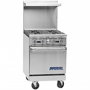Imperial Range Pro Series IR-2-G12 Natural Gas 2 Burner 24" Range with 12" Griddle and Space Saver Oven - 111,000 BTU