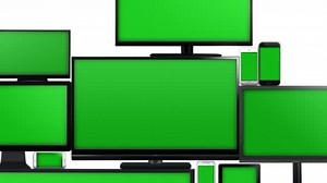 Many different types of screens with green screen