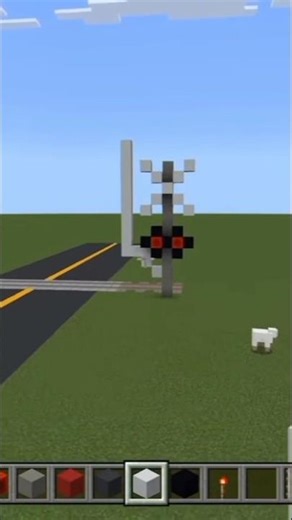 Building Train Railroad Crossing Sign #minecraft #gameplay #shorts