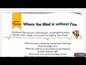 Where The Mind Is Without Fear Poem By Rabindranath Tagor | Class 7 CBSE | Ratnasagar English Reader