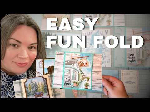 Simple Masculine Fun Fold Card Tutorial | Collage Paper Hack with Waterside Retreat Suite