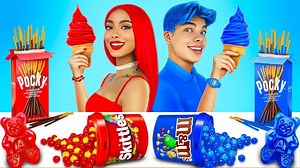 7.4K views · 98 reactions | Red VS Blue Food Dessert Mukbang | Eating Only One Color Food Challenge | Ratata | Facebook