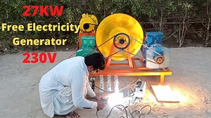 Fk Tech Free Elecricity 27KW Free Energy Generator 2 Alternator And 3HP Motor 100KG Flywheel Free Electricity Generator-converted | April Full