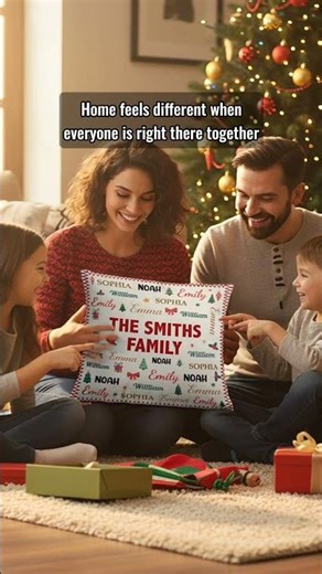 Family Name Word Christmas Theme | Personalized Pillow (Insert Included)