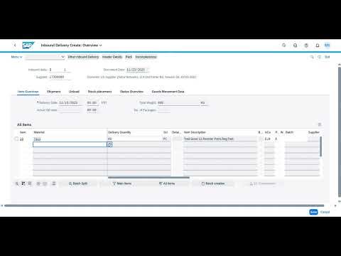 Creating an Inbound Delivery - SAP Fiori App Create Inbound Delivery