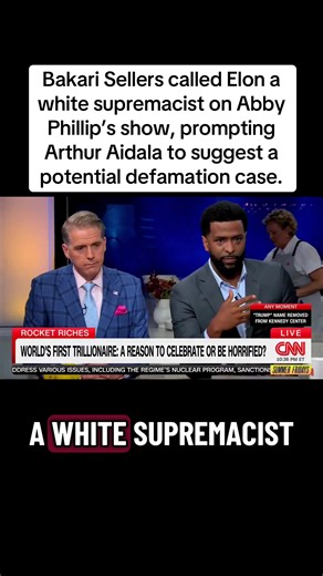 Here we go again: Bakari Sellers goes on Abby Phillip’s show and calls Elon a white supremacist. Attorney Arthur Aidala says “oh boy,” suggests he’s opening himself up to a defamation case, and mentions Platner. Phillip defends Sellers by saying people have come on the show and called Platner a Nazi. Aidala points out there’s actual evidence of that. Phillip then says she doesn’t want to litigate it.