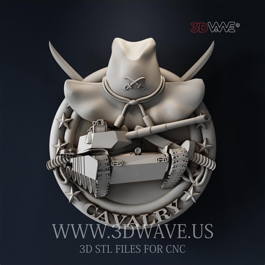 3d US Army Cavalry 3D STL File: CNC Carving Template