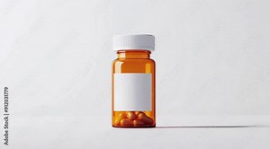 Clear Orange Prescription Pill Bottle Animation - Detailed 3D Visualization for Medical and Pharmaceutical Use