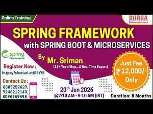 SPRING Framework with SPRING BOOT & MICROSERVICES Online Training @ DURGASOFT