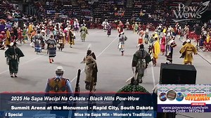 Miss He Sapa Win Women's Traditional Special 2025 Black Hills Pow Wow Rapid City, SD Buckskin is one of the oldest Native American women’s dance styles and is characterized by elegance, grace, and smooth, flowing movement. Dancers wear finely crafted buckskin dresses adorned with intricate beadwork—fully beaded yokes in the Northern style and accented or appliqué beadwork in the Southern—along with beaded moccasins, elaborate jewelry, and fringed shawls carried over one arm. Accessories may incl