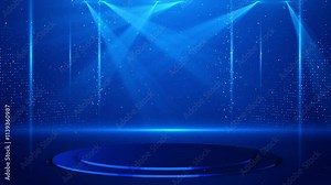 Digital High tech HUD hologram Display podium Portal stand technology cyber lines background. grid video podium Animation. Product corporate promotion. science, visual stage frame platform news studio