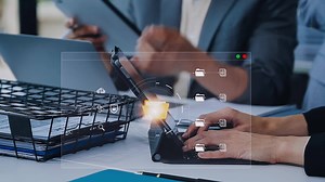 Download Document management concept. Virtual screen icons Document Management System DMS Online document database, software for efficient archiving, searching and management of company files and data. for free