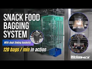 VF 1200 Snack Food Bagging System Filling 120 Pouches Per Minute with Dual Timing Buckets