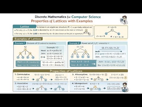 Day 03 Part 15 | Discrete Mathematics for Computer Science | Properties of Lattices with Examples