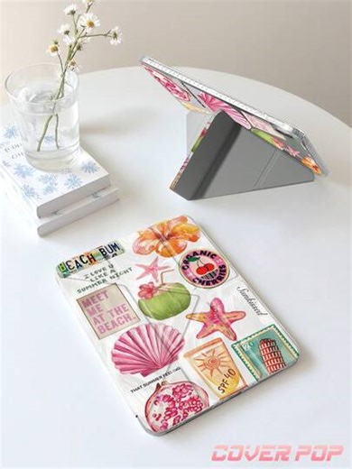 2026 Seashell, Starfish & Pomegranate Combination Pattern Transparent Acrylic Tablet Case, Y-Fold & Tri-Fold Multi-Angle Stand, Pencil Slot, Shock-Proof Reinforced Corners, Auto Wake/Sleep, Compatible With IPad Air 8(M4) 2026 (11-Inch), Air 8(M4) 2026 (13-Inch), 11(A16) 2025 (11-Inch), 10.2" (7th/8th/9th Gen), Air 4/5, Premium Daily Protection Tablet Cover | SHEIN