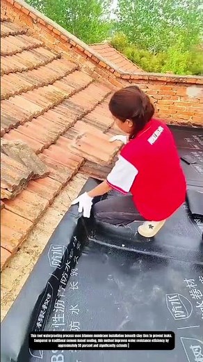 Roof Waterproofing Installation Process Using Bitumen Membrane on Clay Tiles