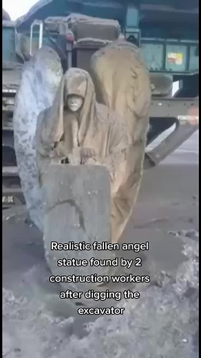 Realistic Fallen Angel Statue Found by Construction Workers