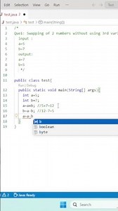Java code for swapping 2no without using 3rd variable #coding #programming #java #education #comedy