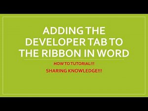 Developer Tab not on my Word Ribbon - How to Add Developer Tab to Word Ribbon