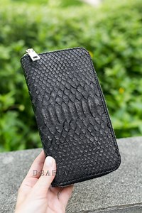 Real Snakeskin Zip Wallet - Classic Black Python Leather Long Wallet - Etsy UK