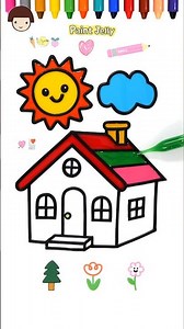 3D House, Jelly Painting for kids, butterfly Dropper Coloring Page #kidsdrawing