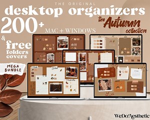 Fall Autumn Desktop Organizer Wallpaper - Desktop Organizer Wallpaper Fall Students College Work Business, Mac Windows, Desktop Folders - Etsy