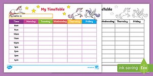 Printable Unicorn Timetable - Primary Resources