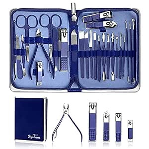 Manicure Set Nail Clipper Set,26PCS Siyaluens Manicure Kit,Manicure Set Professional Grooming Kits,Finger Nail Clip Set Pedicure Kit for Travel Manicure Kit,Nail Care Kit for Women & Men (Blue)