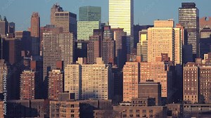 A view of high rises and apartments along the Manhattan New York City skyline.