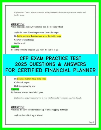 CFP EXAM PRACTICE TEST 2025 QUESTIONS & ANSWERS FOR CERTIFIED FINANCIAL PLANNER VIDEO EXAM GUIDE 2