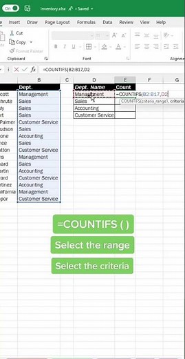 How to use the COUNTIFS function in Excel