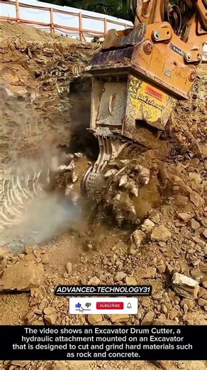 Excavator Drum Cutter Grinding Rock and Concrete with Precision !! #innovation #tool #tools