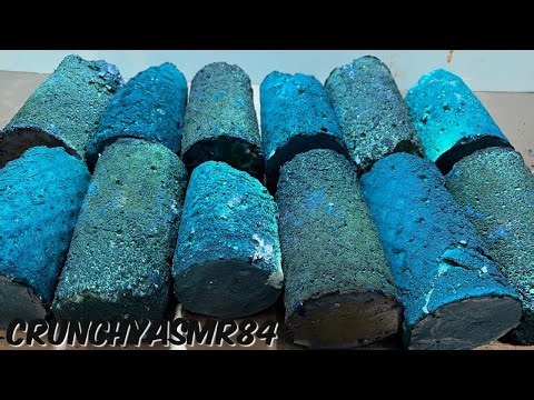 Teal & Blue Chalk Cylinders | Oddly Satisfying | ASMR | Sleep Aid