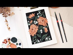 🌼 Fall Flowers Gouache Painting Tutorial // Step by Step Chrysanthemums