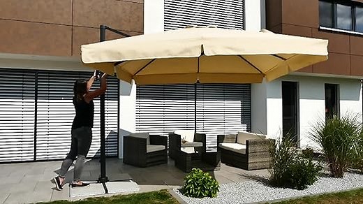 Schneider Sonnenschirm Rhodos Junior, anthrazit, 270 x 270 cm quadratisch, 786-15, Gestell Alu/Stahl, Bespannung Polyester, 18 kg