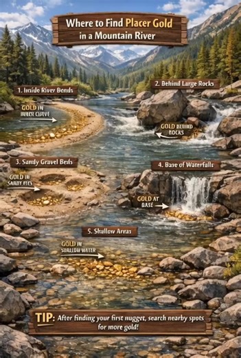 Found Gold in a River? Don’t Leave Until You Check THESE Places! Most people search for gold the hard way… But real prospectors look for simple natural signs. Learn how to spot gold in rocks, soil, and rivers step-by-step — FREE. Join our Facebook page now and start learning like a pro! #Hashtags #Gold #GoldHunting #Prospecting #GoldMining #TreasureHunt #Geology #FreeLearning #Gold #GoldHunting #GoldMining #GoldRush #Prospecting #TreasureHunting #GoldRecovery #MetalDetecting #Geology #GoldDiscov