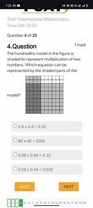 The hundredths model in the figure is shaded to represent multi... | Filo