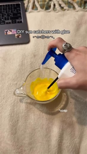 Jannat's DIY Studio | Create a beautiful DIY sun catcher using clear glue! ☀️✨ Just pour glue into a plastic lid, add colorful beads, sequins, or food coloring,... | Instagram