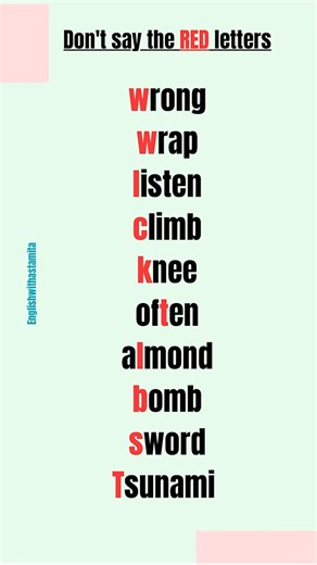 Silent Letters in English 🤫 | Don’t Say These Letters! #english #learn #vocabulary #vocabs #grammar