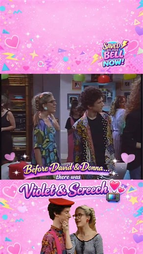 Saved by the Bell: NOW!🐯 on Instagram: "From lockers to first kisses 💘 Before David & Donna… there was Violet & Screech 💕 Tori Spelling called Dustin Diamond her first on-screen love and kiss—and an icon to her, on and off screen 🕊️✨ Violet & Screech forever live in our February Love era 💗📺💫 What was YOUR first Saved by the Bell crush? 💘👇 #savedbythebell"