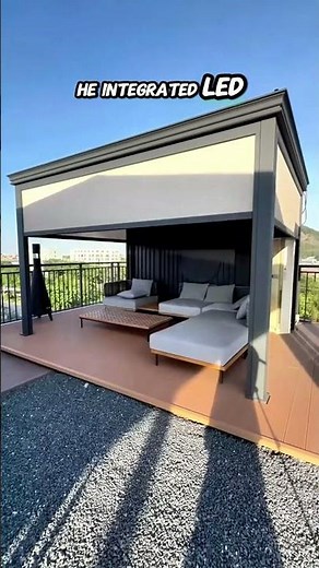 Outdoor living upgrade: Remote control pergola with LED lights.#pergola #outdoorliving #smarthome